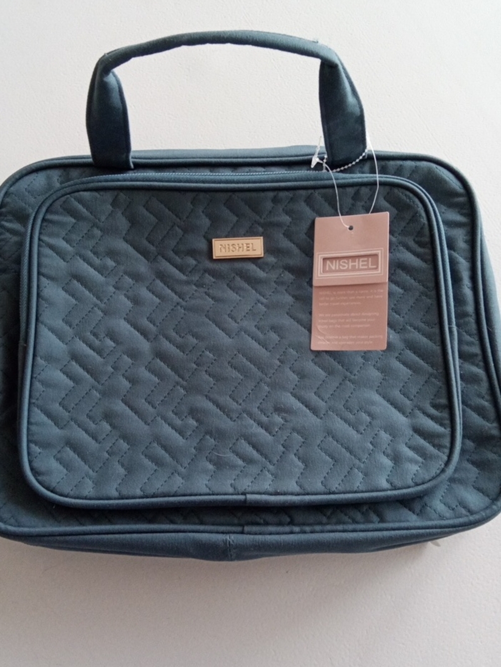 Quilted Travel Toiletry Bag in Teal